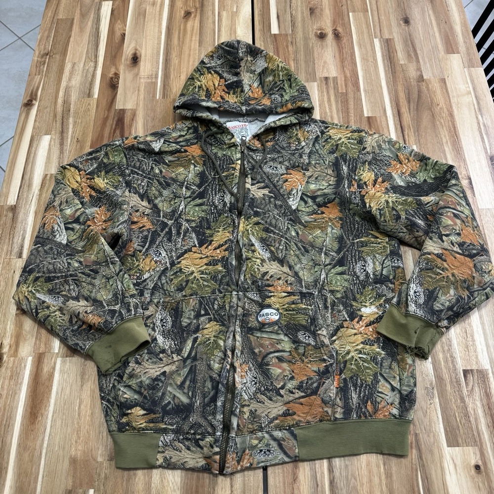 Vintage Rasco FR Hoodie Mens M Camo Full Zip Flame Resistant Outdoor Hunting *
